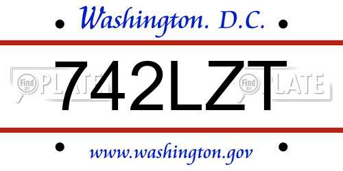 742LZT District Of Columbia License Plate