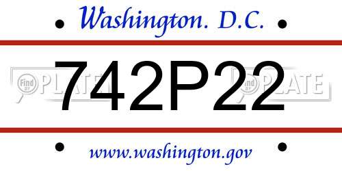 742P22 District Of Columbia License Plate
