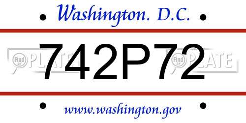 742P72 District Of Columbia License Plate