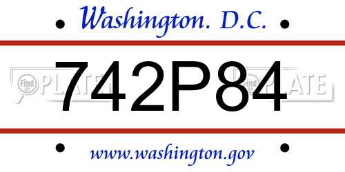 742P84 District Of Columbia License Plate