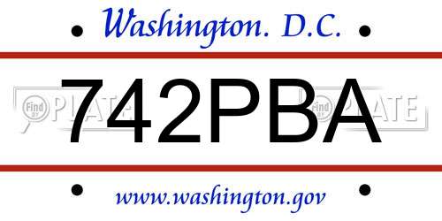 742PBA District Of Columbia License Plate