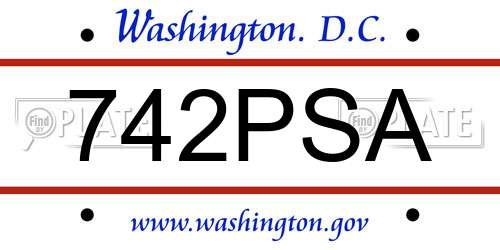 742PSA District Of Columbia License Plate