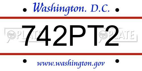 742PT2 District Of Columbia License Plate