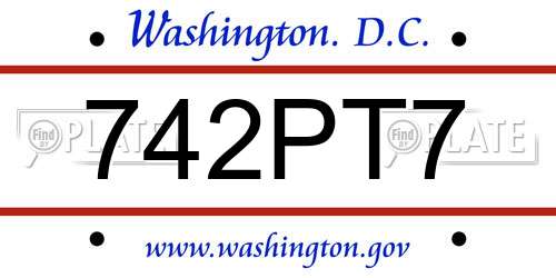 742PT7 District Of Columbia License Plate