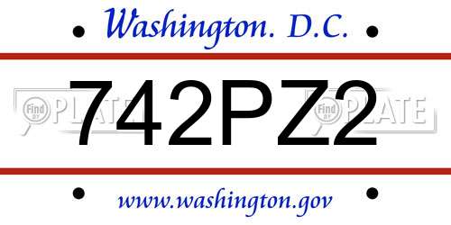 742PZ2 District Of Columbia License Plate