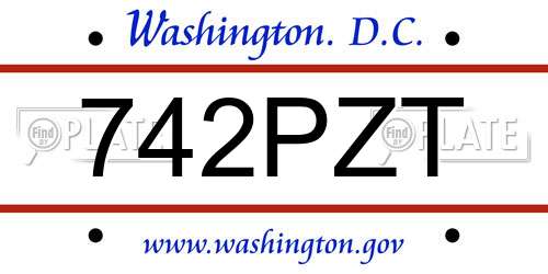 742PZT District Of Columbia License Plate