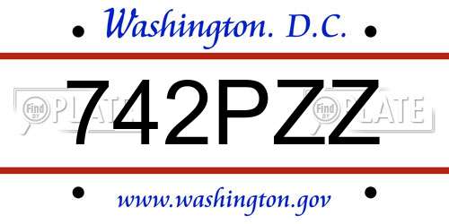 742PZZ District Of Columbia License Plate