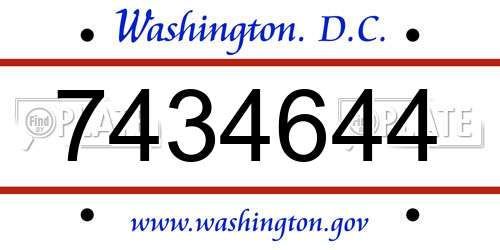 7434644 District Of Columbia License Plate