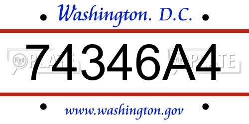 74346A4 District Of Columbia License Plate