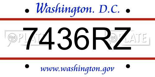 7436RZ District Of Columbia License Plate
