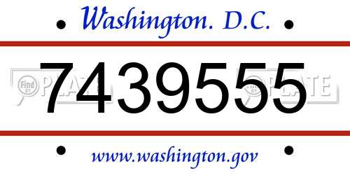 7439555 District Of Columbia License Plate