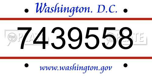 7439558 District Of Columbia License Plate