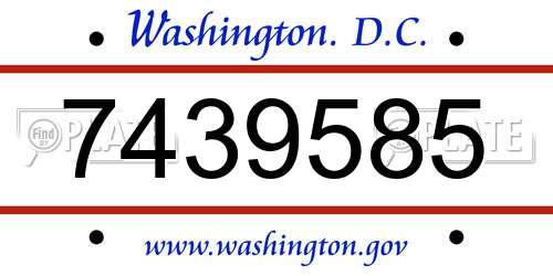 7439585 District Of Columbia License Plate