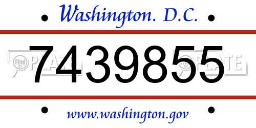 7439855 District Of Columbia License Plate