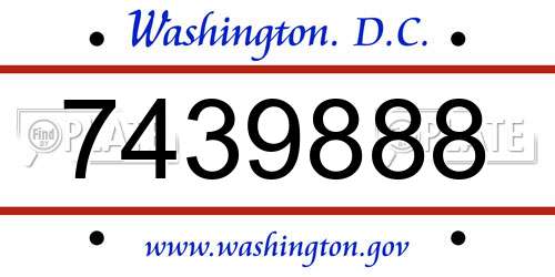 7439888 District Of Columbia License Plate