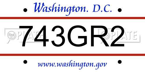 743GR2 District Of Columbia License Plate