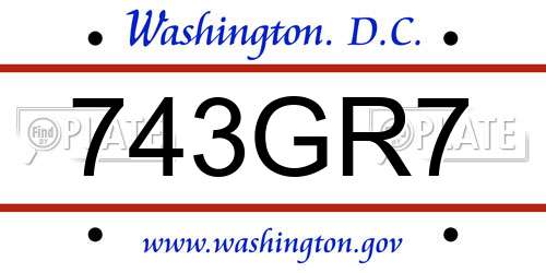 743GR7 District Of Columbia License Plate