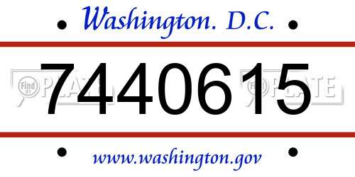 7440615 District Of Columbia License Plate