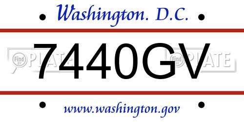 7440GV District Of Columbia License Plate