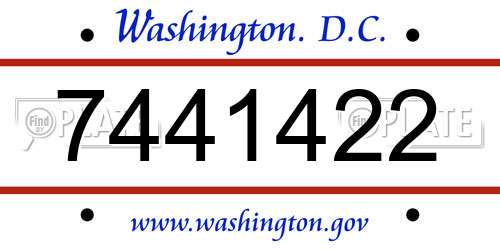 7441422 District Of Columbia License Plate