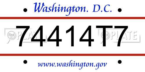 74414T7 District Of Columbia License Plate