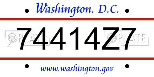 74414Z7 District Of Columbia License Plate