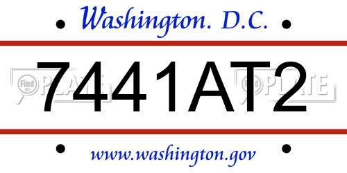7441AT2 District Of Columbia License Plate