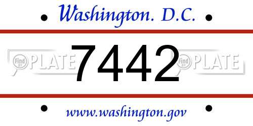 7442 District Of Columbia License Plate