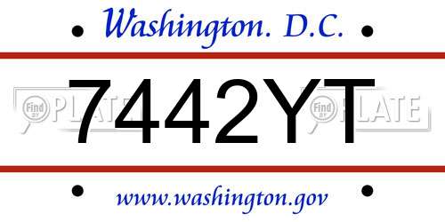 7442YT District Of Columbia License Plate