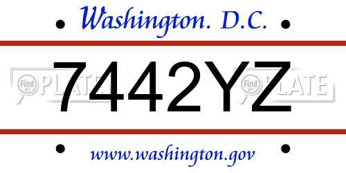 7442YZ District Of Columbia License Plate