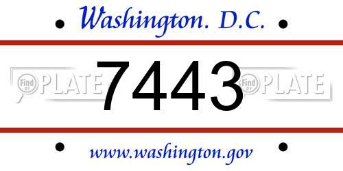 7443 District Of Columbia License Plate