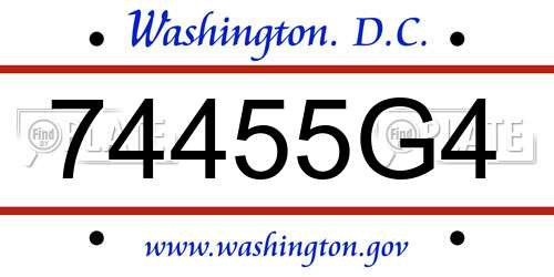 74455G4 District Of Columbia License Plate