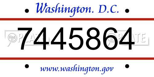7445864 District Of Columbia License Plate