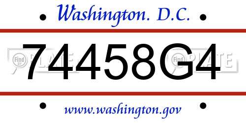74458G4 District Of Columbia License Plate