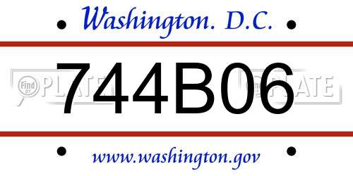 744B06 District Of Columbia License Plate