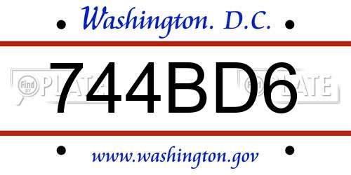 744BD6 District Of Columbia License Plate