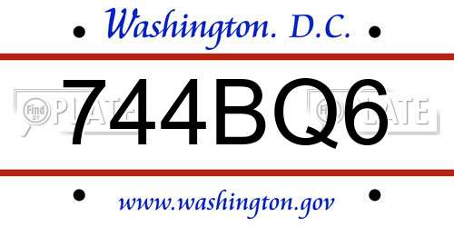 744BQ6 District Of Columbia License Plate