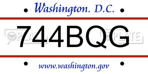 744BQG District Of Columbia License Plate
