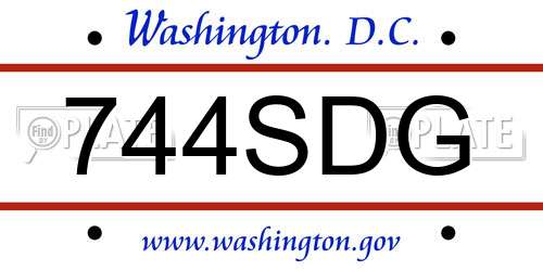 744SDG District Of Columbia License Plate