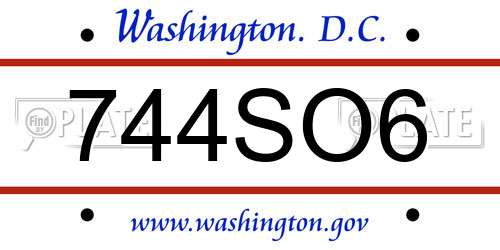 744SO6 District Of Columbia License Plate