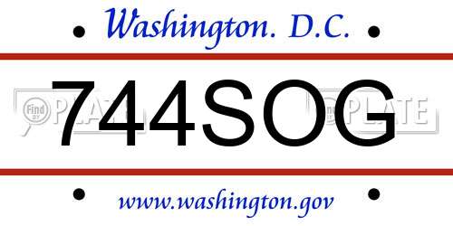 744SOG District Of Columbia License Plate