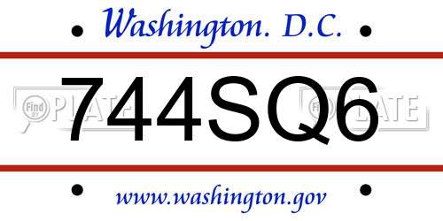 744SQ6 District Of Columbia License Plate