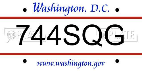 744SQG District Of Columbia License Plate