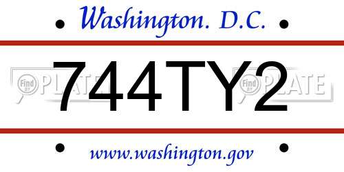 744TY2 District Of Columbia License Plate