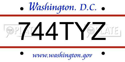 744TYZ District Of Columbia License Plate