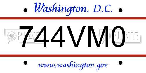 744VM0 District Of Columbia License Plate