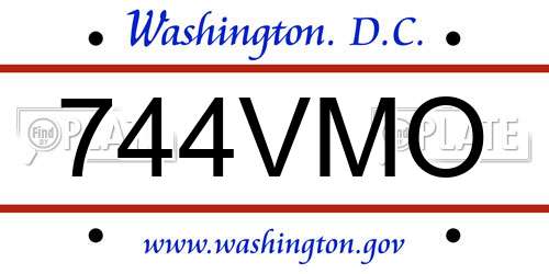 744VMO District Of Columbia License Plate