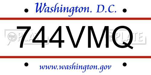 744VMQ District Of Columbia License Plate