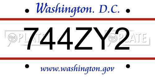 744ZY2 District Of Columbia License Plate