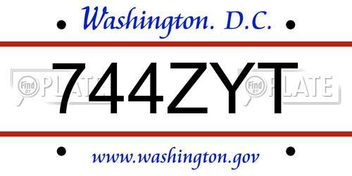 744ZYT District Of Columbia License Plate